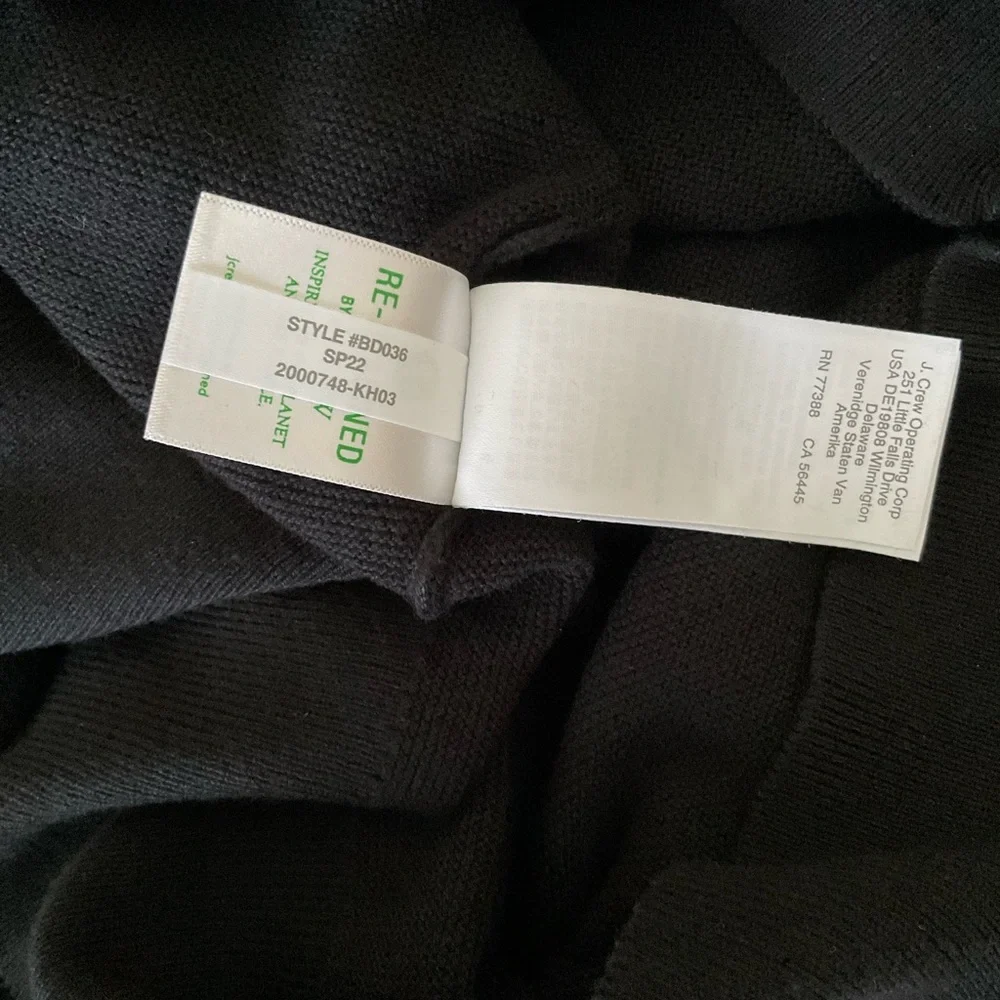 J. Crew Cotton Crewneck Sweater in Garter Stitch Black Size MT NWOT, Preppy - Picture 11 of 14